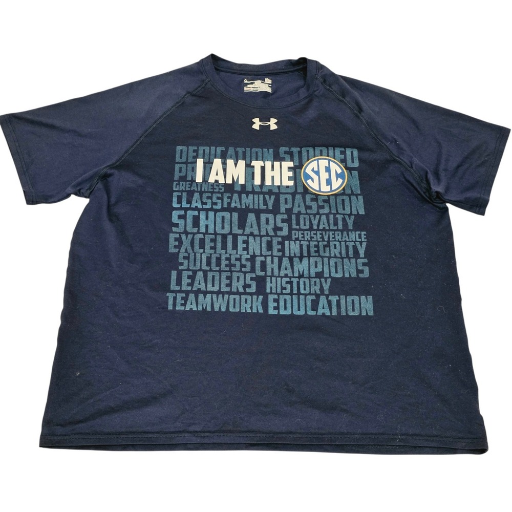 Under Armour HeatGear SEC T-Shirt Men's Large Navy I Am The SEC Graphic NCAA